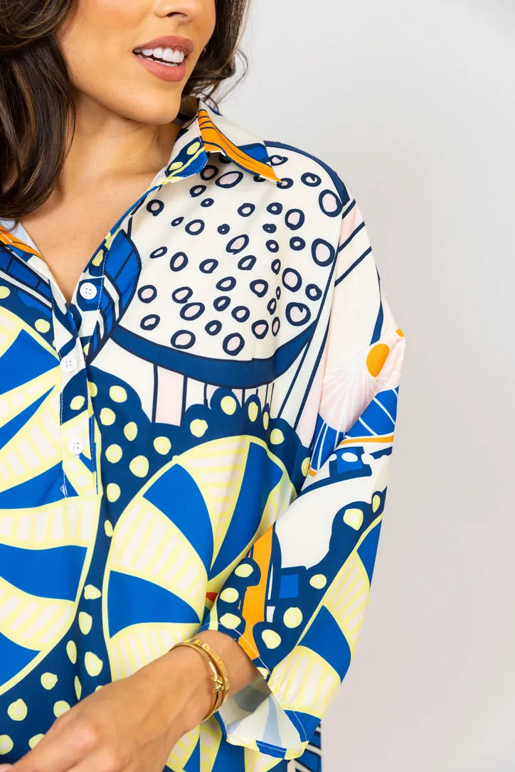 Abstract Midi Shirt Dress
