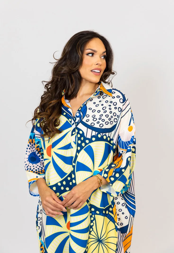 Abstract Midi Shirt Dress
