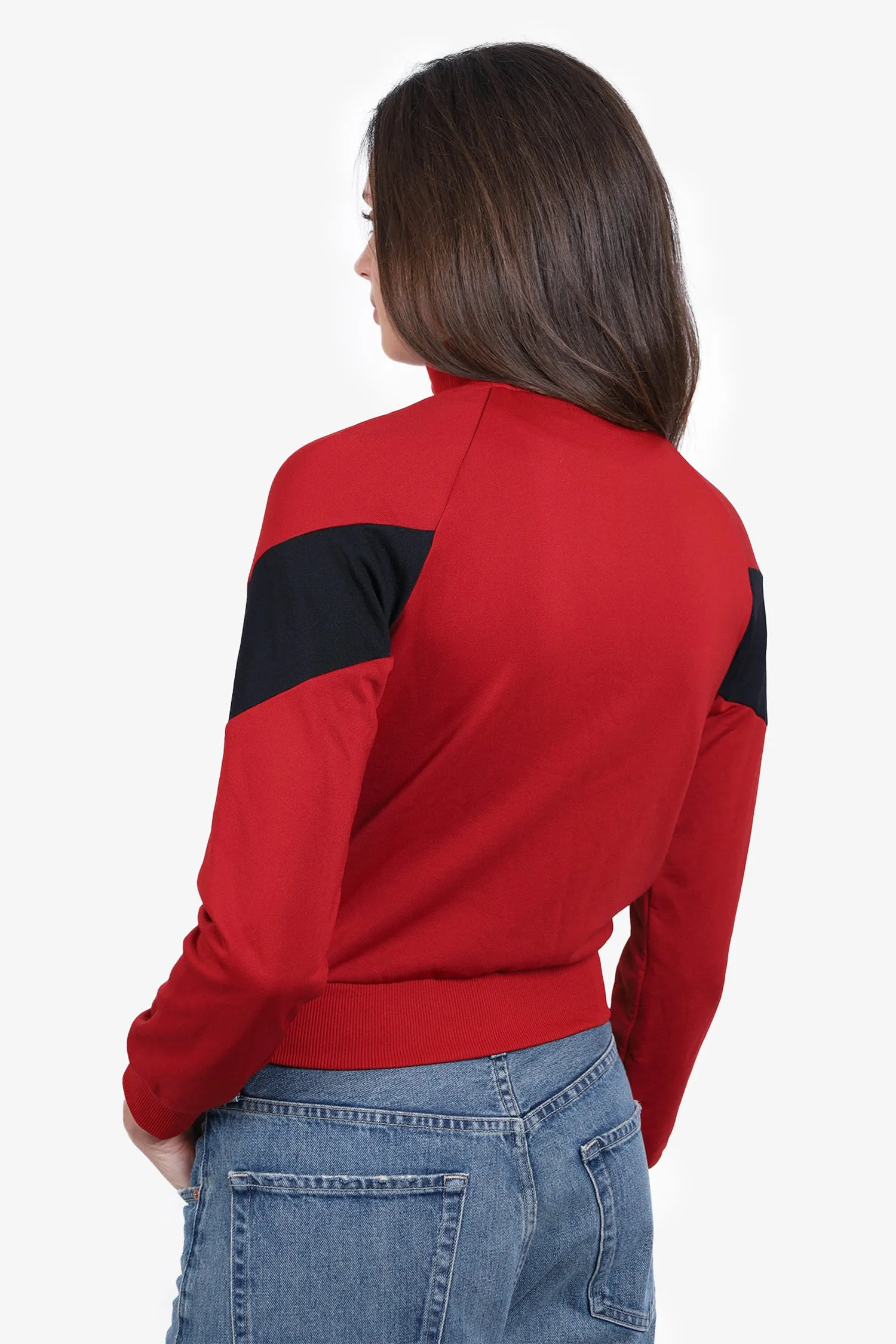 A.L.C Red/Black Colorblock Zip-up Jacket Size M