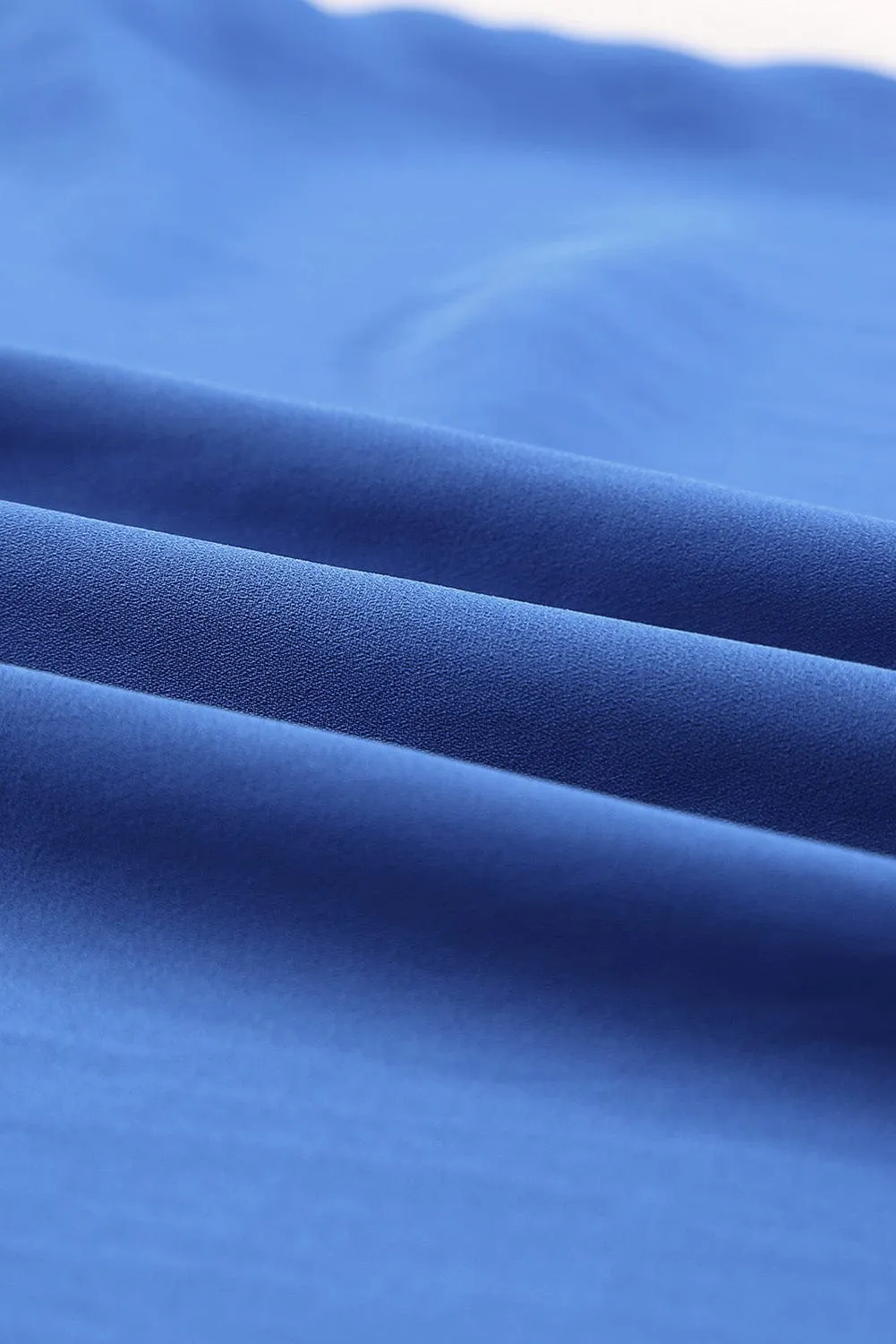 Blue Flutter Sleeve V-Neck Pleated Tunic Blouse
