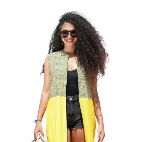 Brakett Sleevless Yellow Kimono