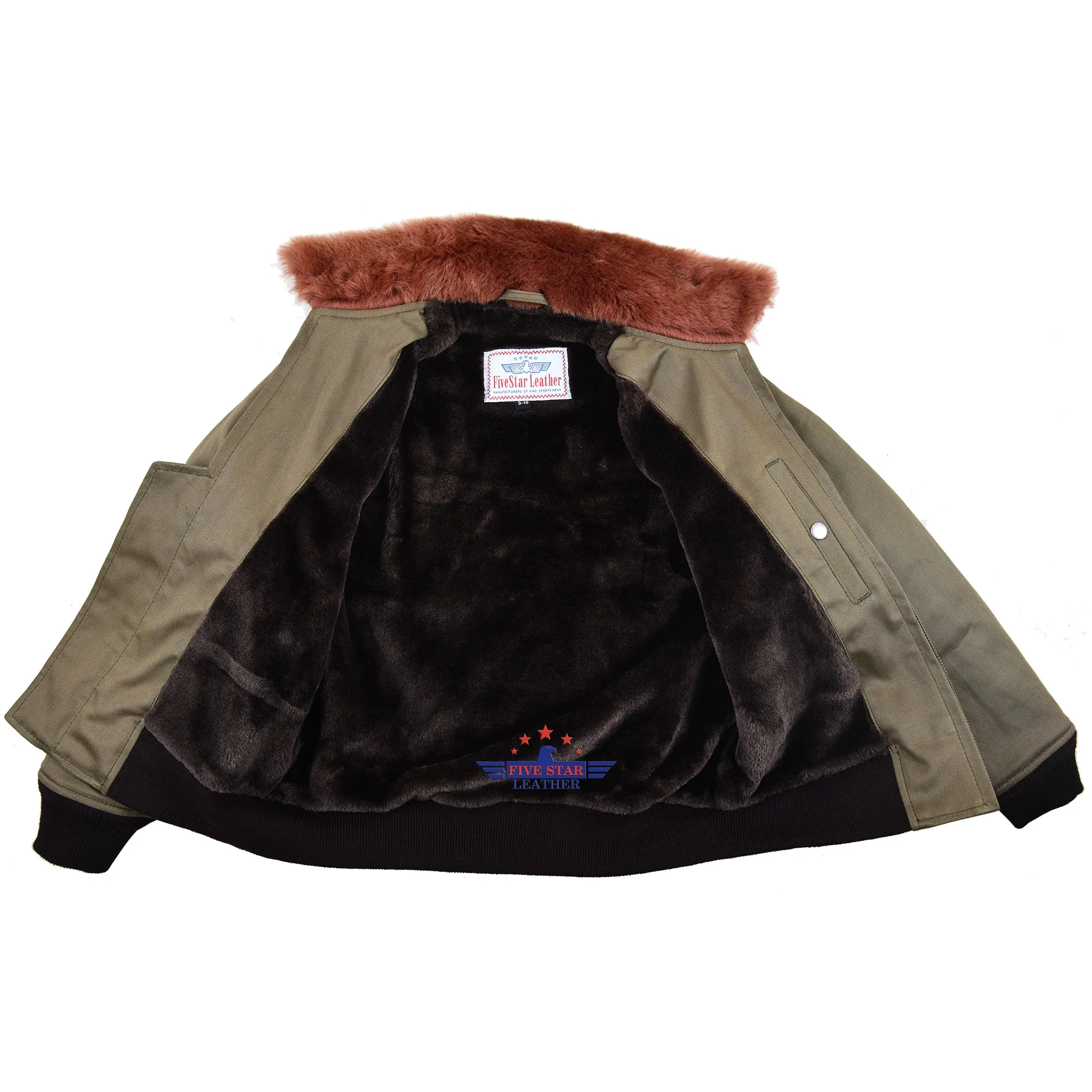 FiveStar Leather Kids Type B-10 Jacket Olive Green Cotton Twill