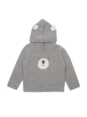 Gestrickter Intarsien-Hoodie - Grau
