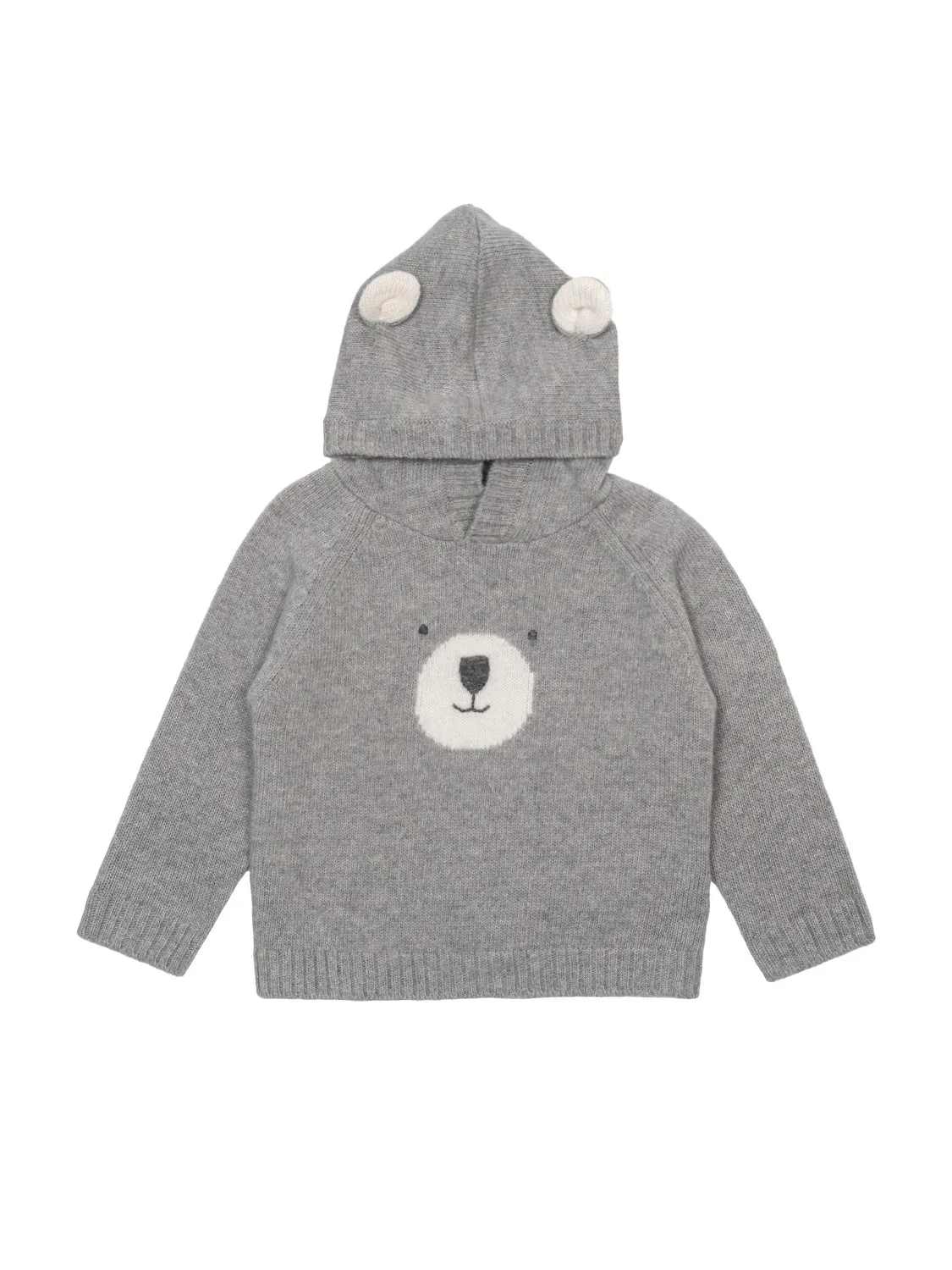 Gestrickter Intarsien-Hoodie - Grau