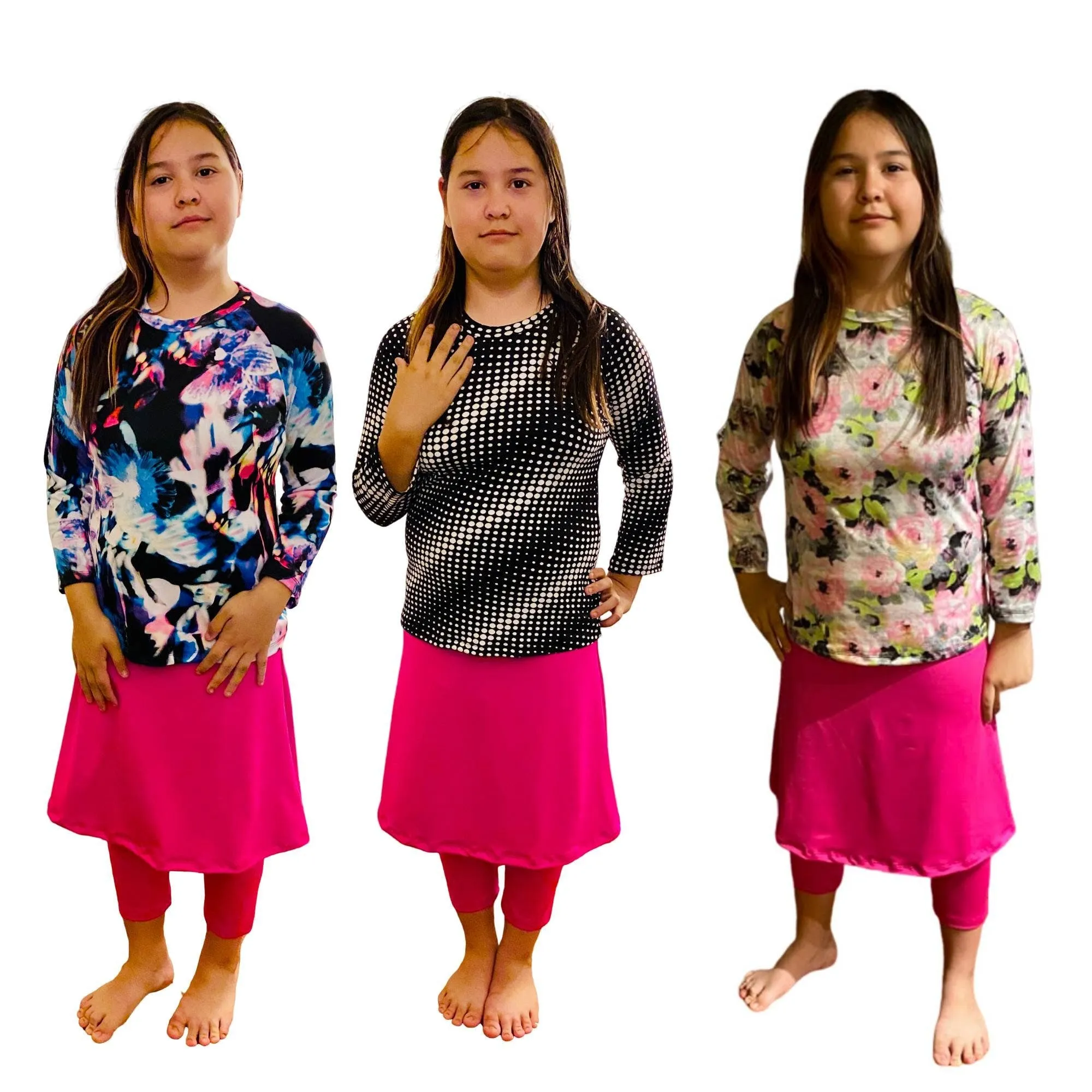 Girls & juniors activewear set, skirt with leggings and top, gym clothes for girls, school uniform, fast drying, Complete Swim Set, Sz S-XXL