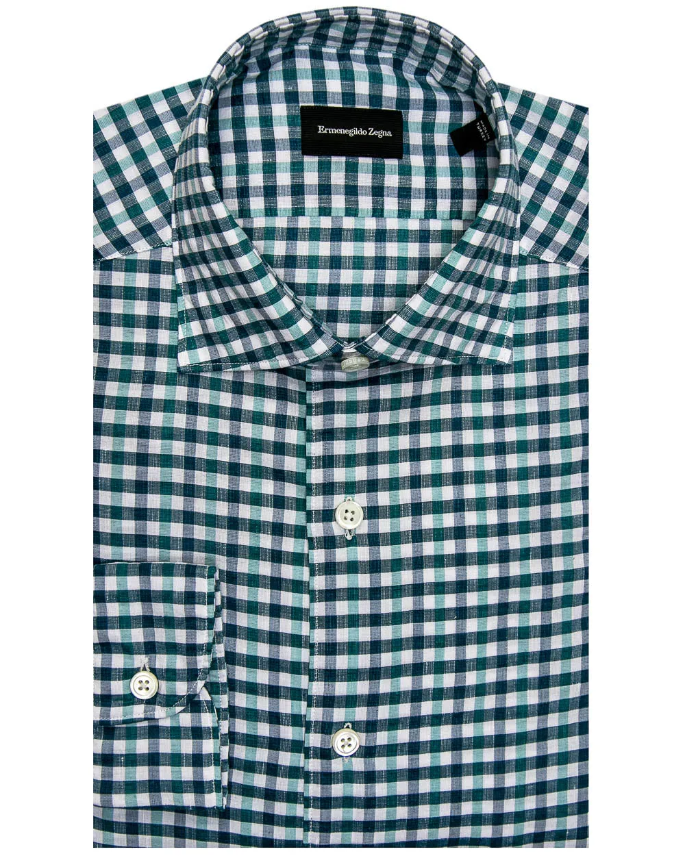 Green Blue and Seafoam Check Dress Shirt