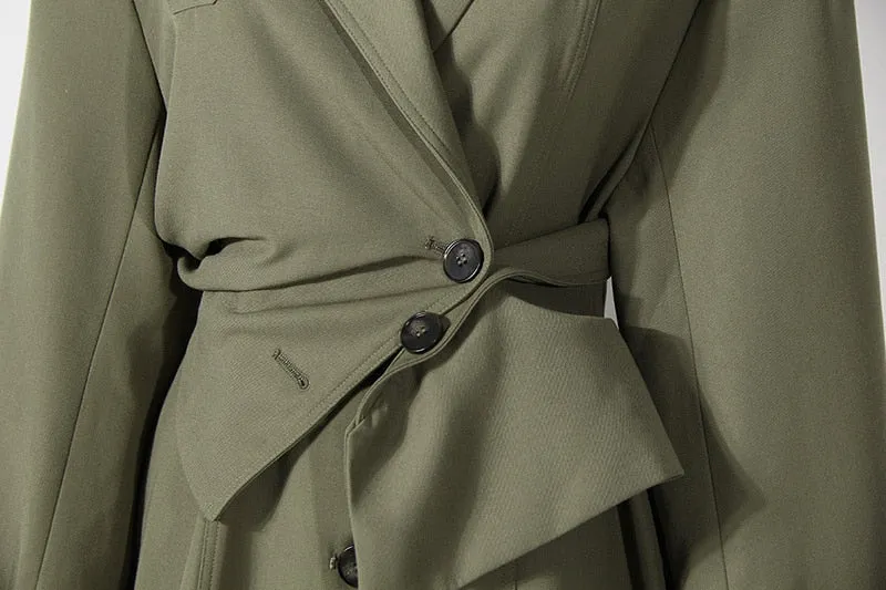 Green UNUSUAL Trench Coat with removable half- Jacket