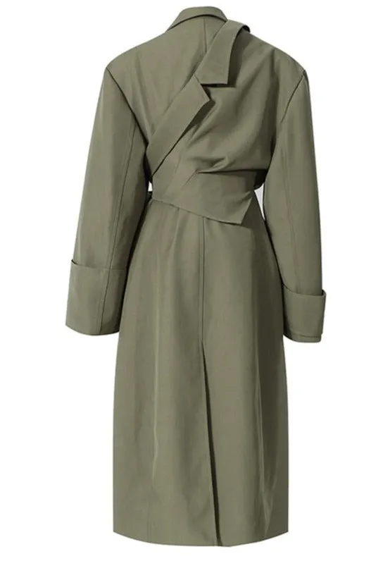 Green UNUSUAL Trench Coat with removable half- Jacket