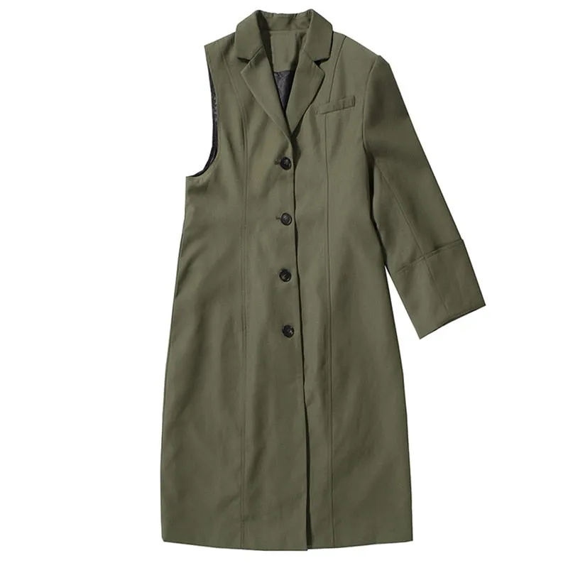 Green UNUSUAL Trench Coat with removable half- Jacket