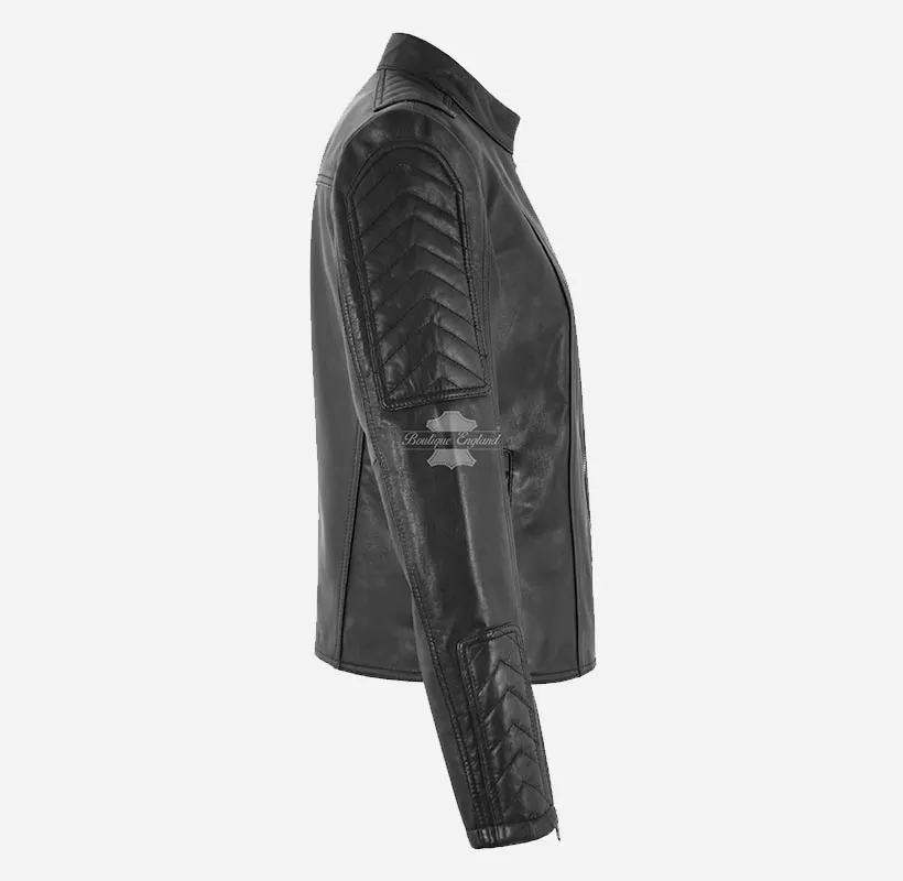 HALOA Ladies Black Biker Leather Jacket Slim Fit Leather Jacket