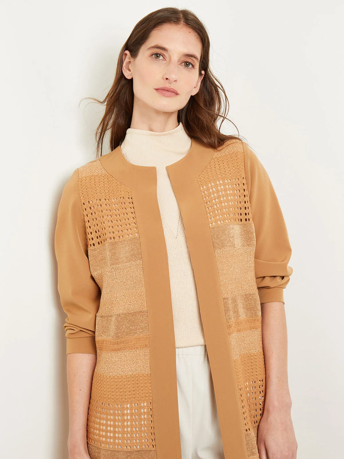 Heritage Fit Round Neck Jacket - Burnout Pointelle Mixed Media