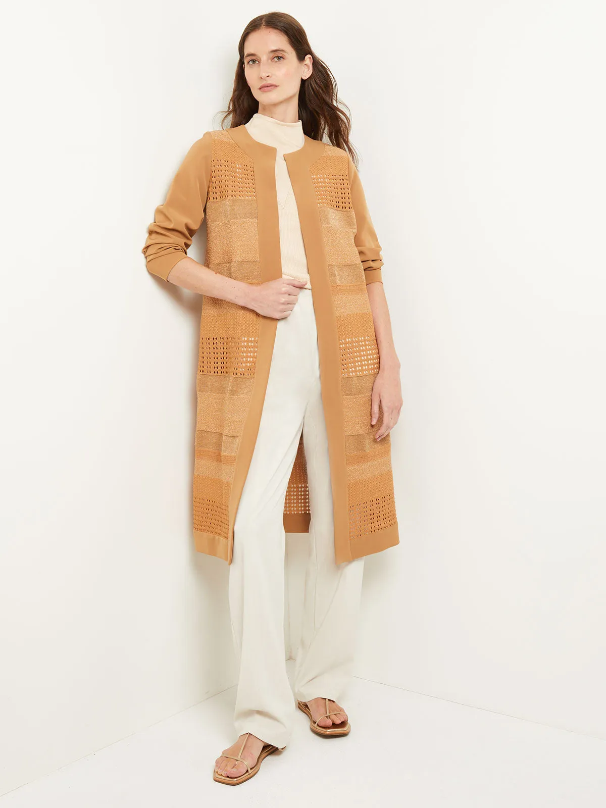 Heritage Fit Round Neck Jacket - Burnout Pointelle Mixed Media
