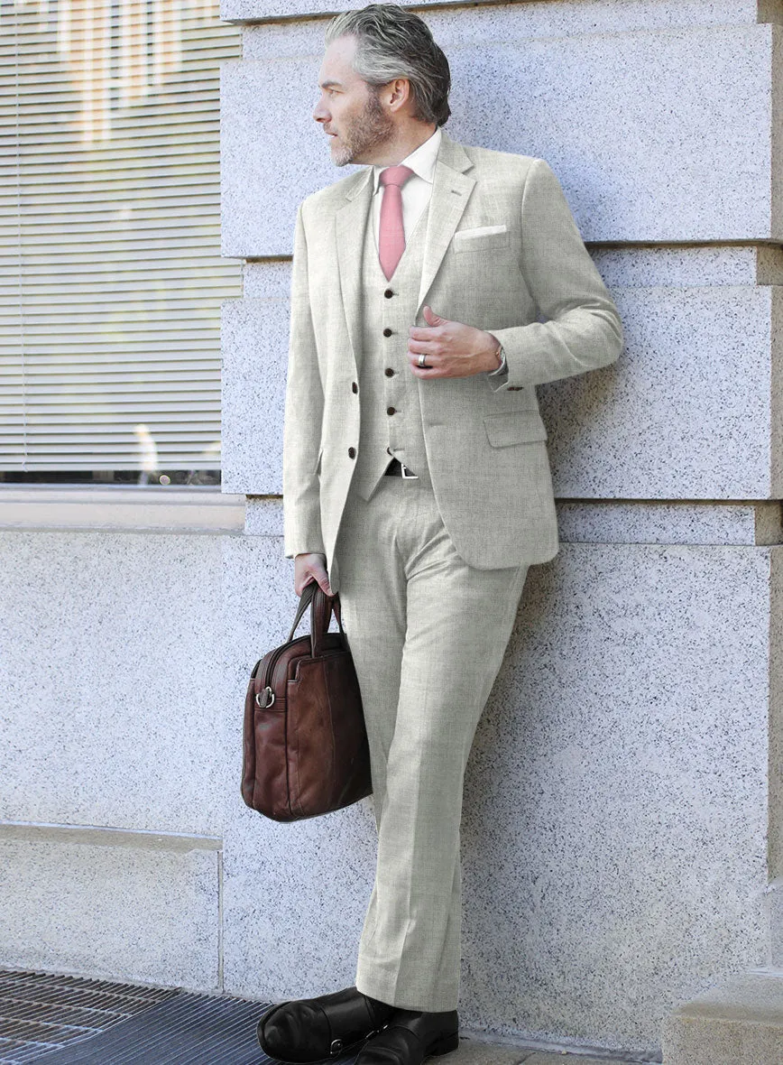 Italian Aime Ivory Gray Wool Suit