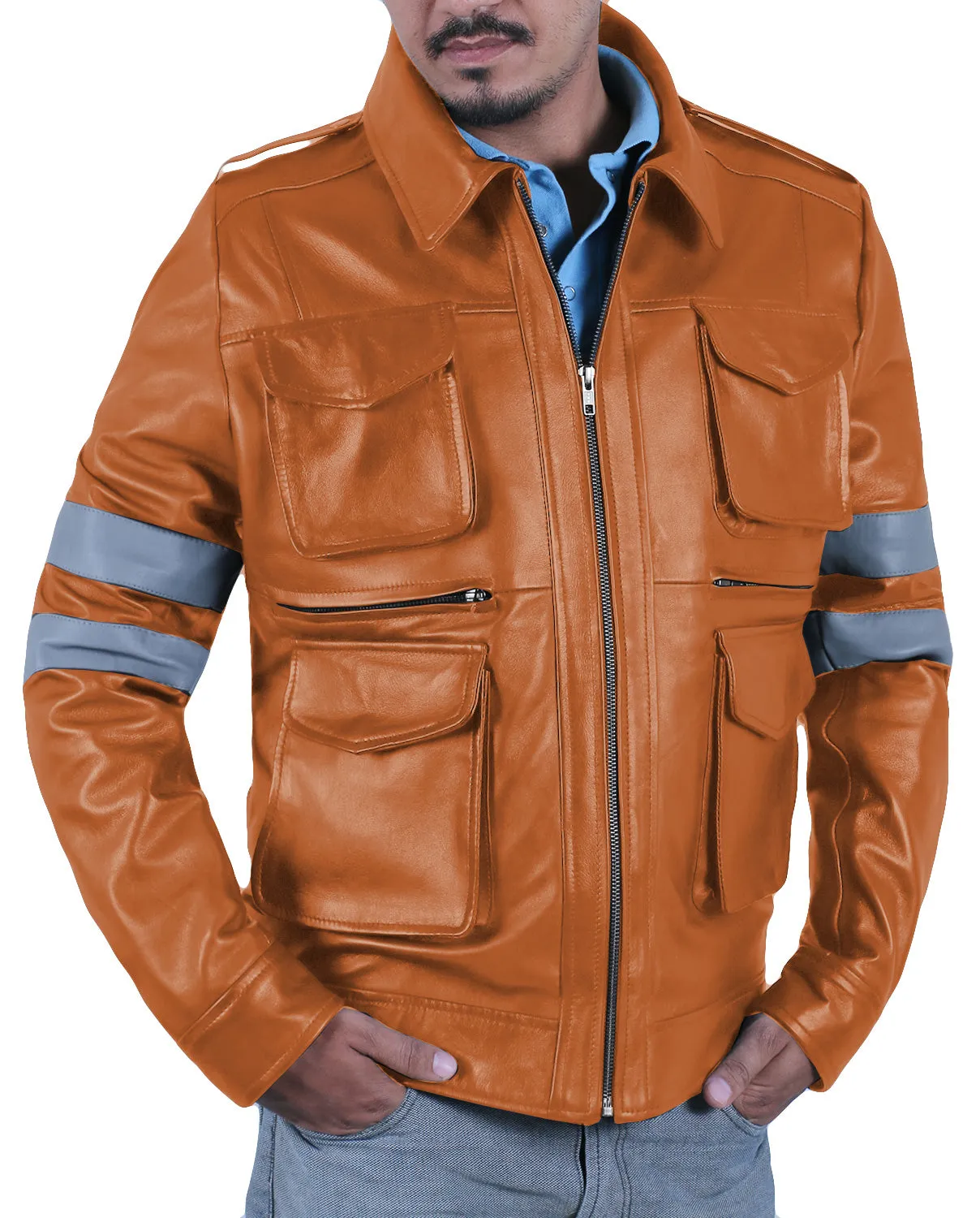 Leather Jackets Hub Mens Genuine Lambskin Leather Jacket (Black, Field Jacket) - 1501127