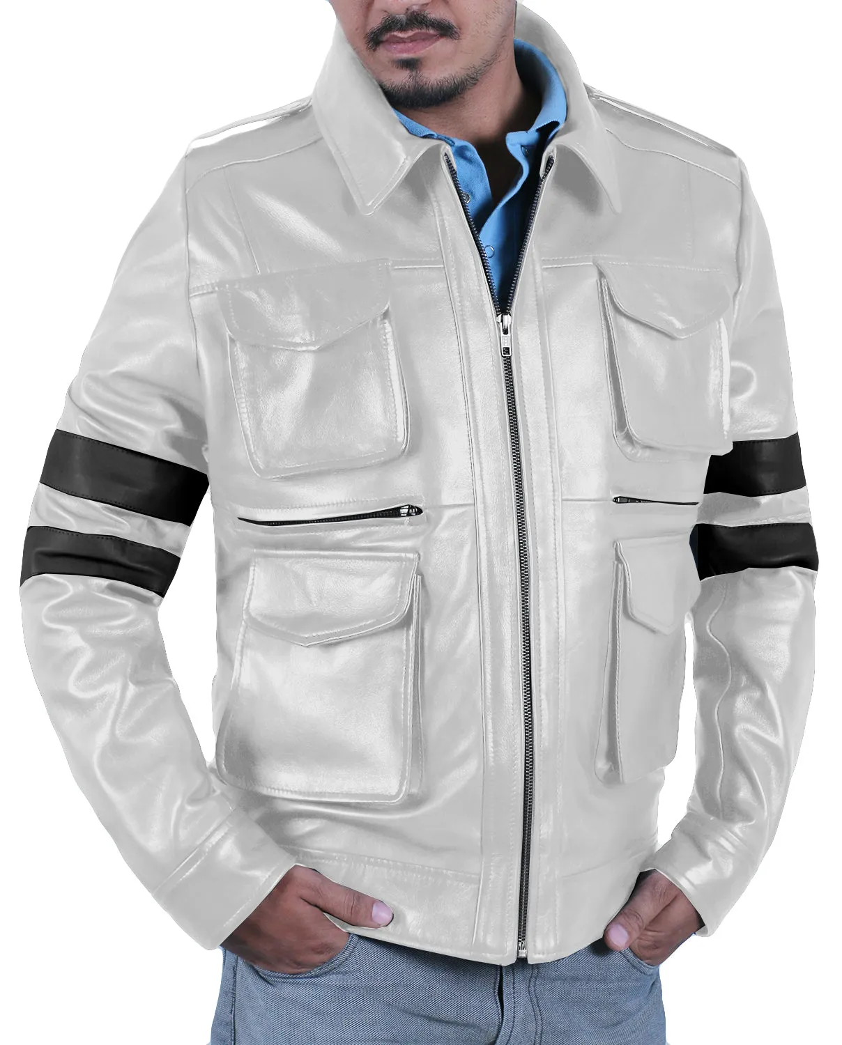Leather Jackets Hub Mens Genuine Lambskin Leather Jacket (Black, Field Jacket) - 1501127
