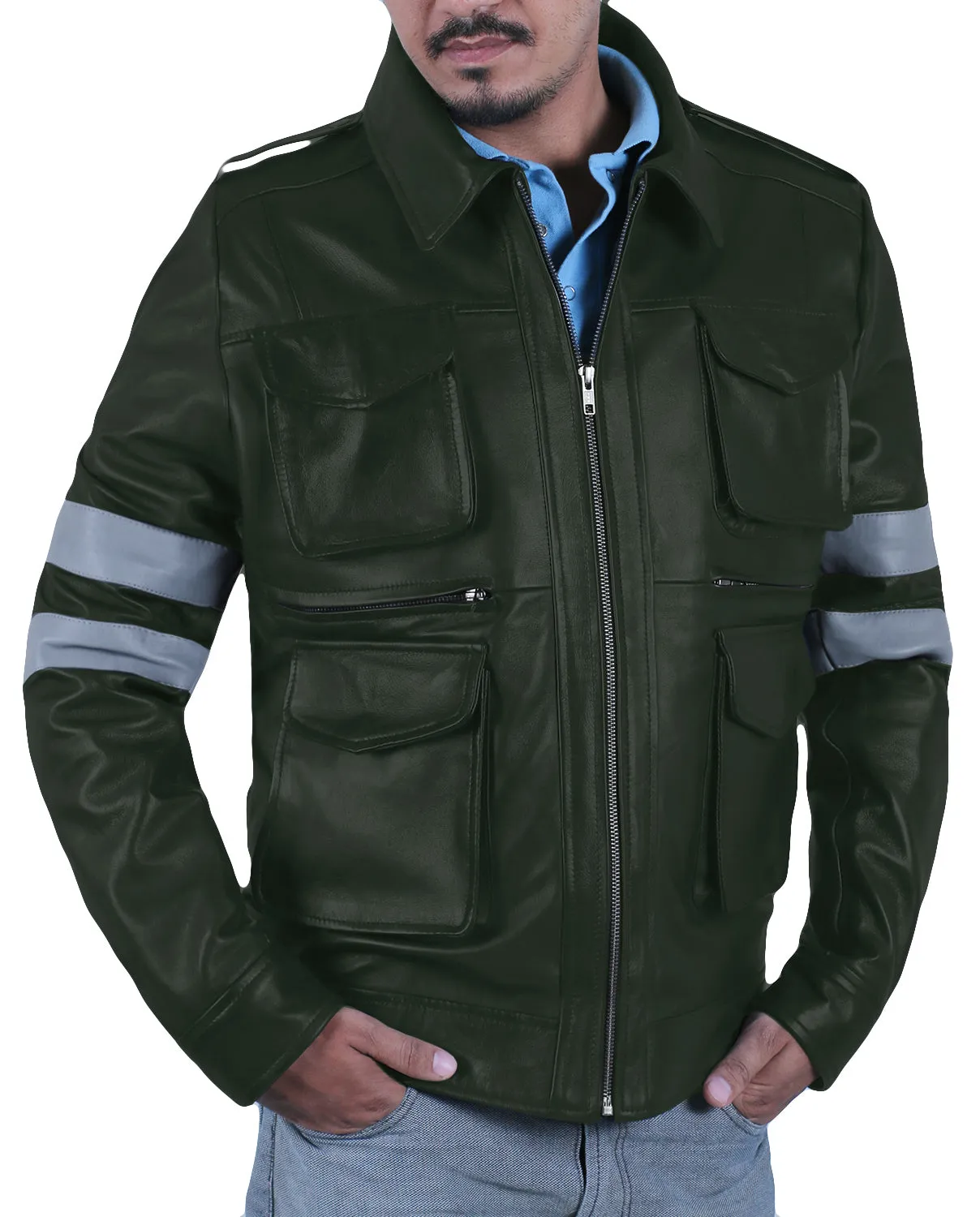 Leather Jackets Hub Mens Genuine Lambskin Leather Jacket (Black, Field Jacket) - 1501127