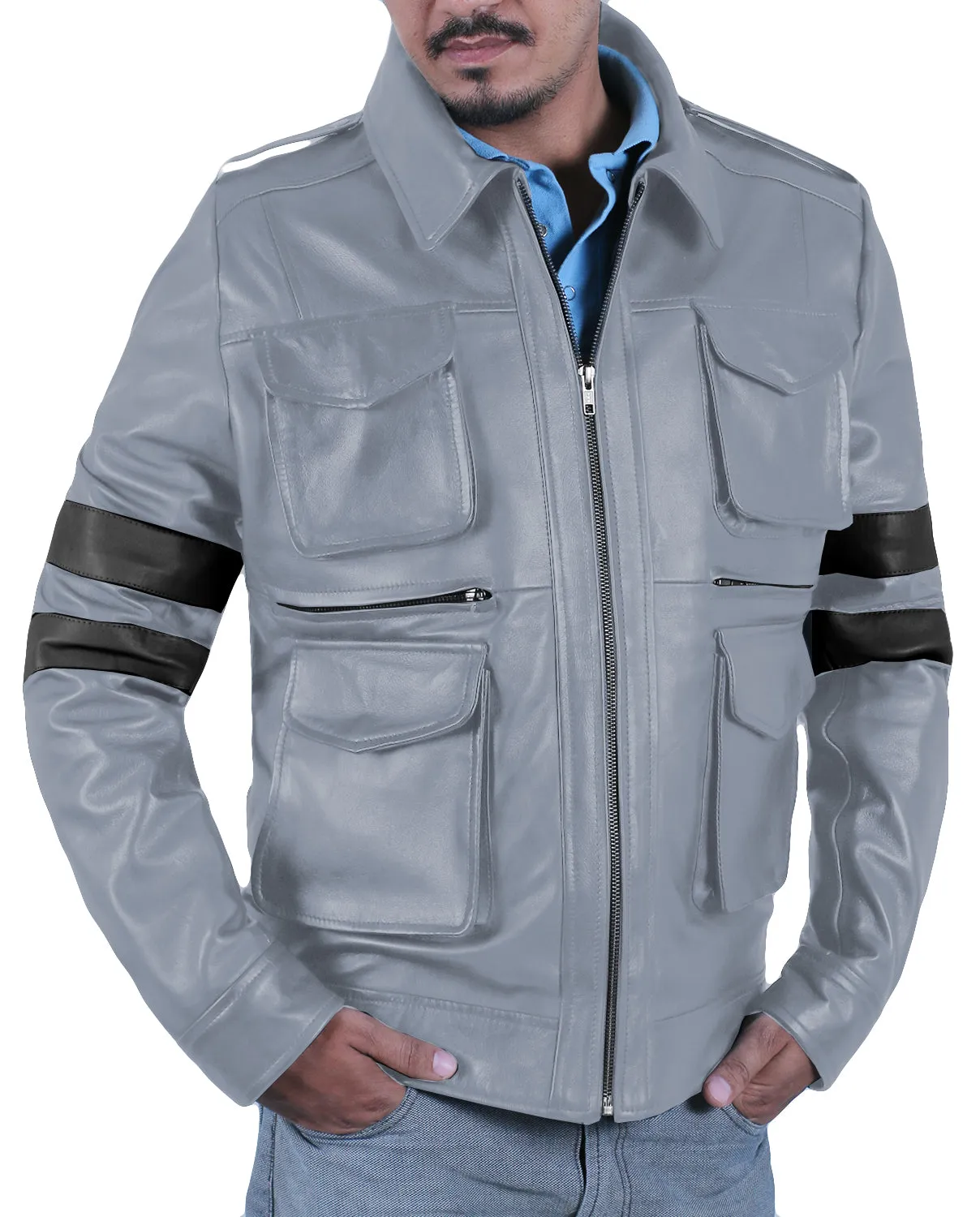 Leather Jackets Hub Mens Genuine Lambskin Leather Jacket (Black, Field Jacket) - 1501127