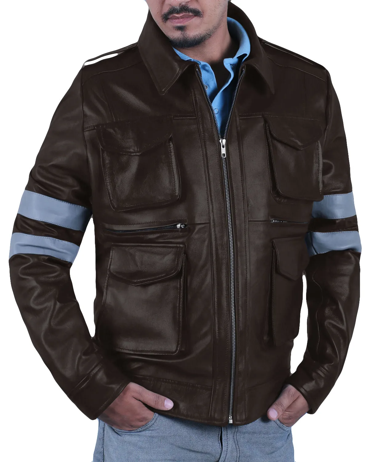 Leather Jackets Hub Mens Genuine Lambskin Leather Jacket (Black, Field Jacket) - 1501127