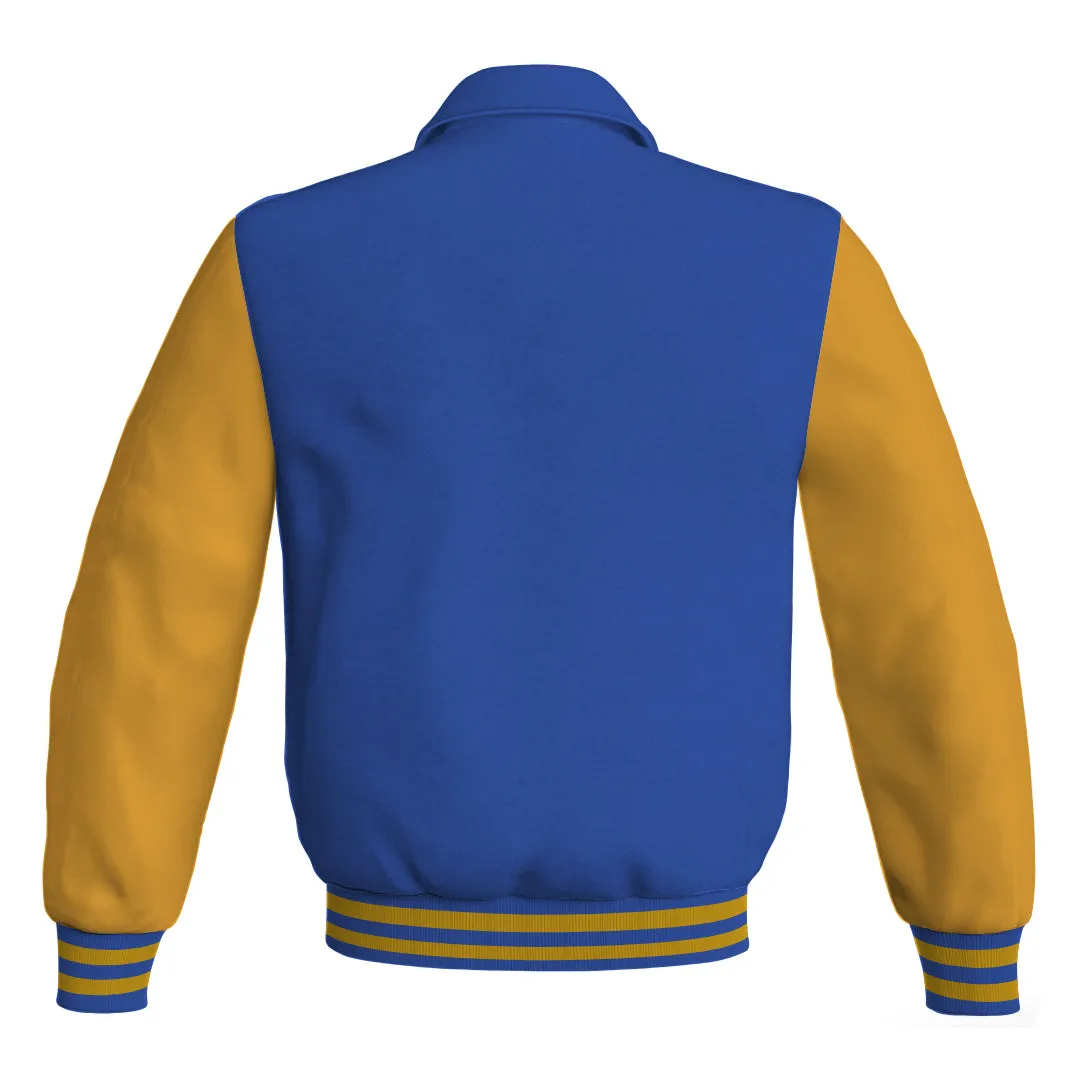 Letterman Varsity Classic Jacket Blue Body and Gold Leather Sleeves