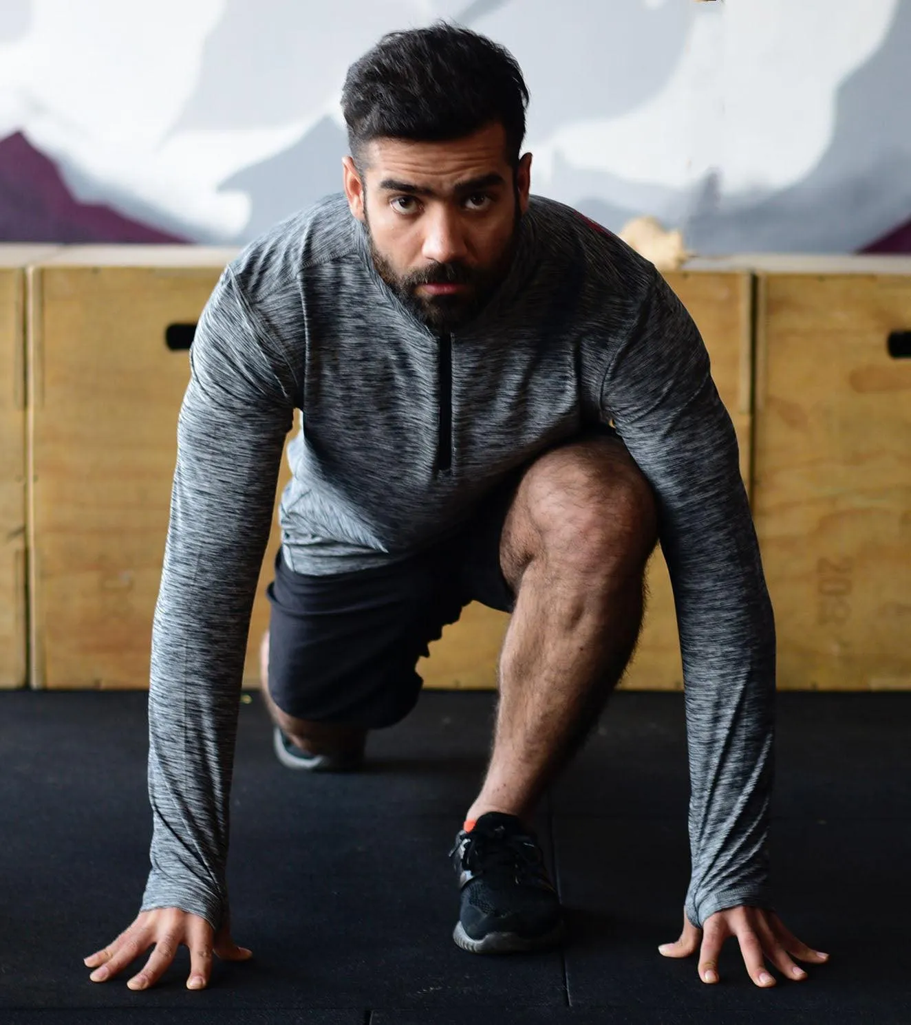 Men's Dry Fit Half Zip Long Sleeve Running T-Shirt