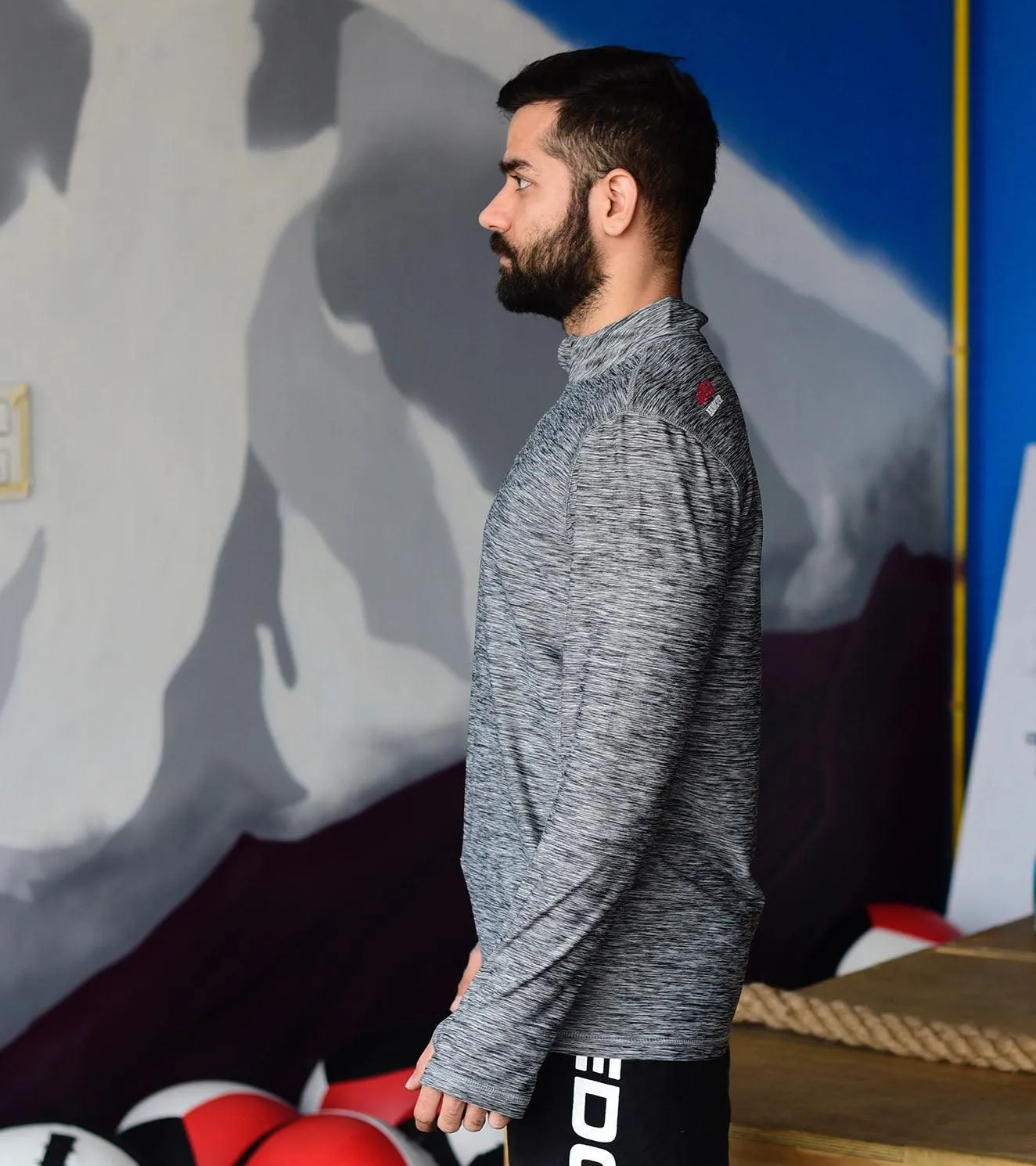 Men's Dry Fit Half Zip Long Sleeve Running T-Shirt