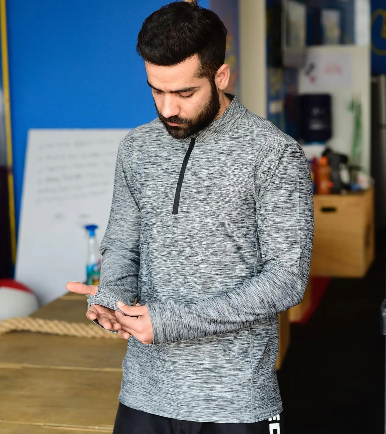 Men's Dry Fit Half Zip Long Sleeve Running T-Shirt