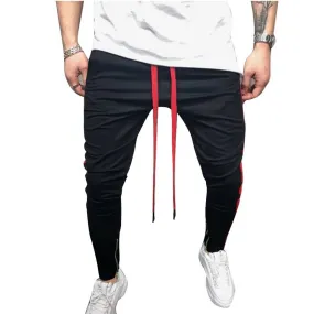 Men's Fitness Black & Red Joggers Sweatpants