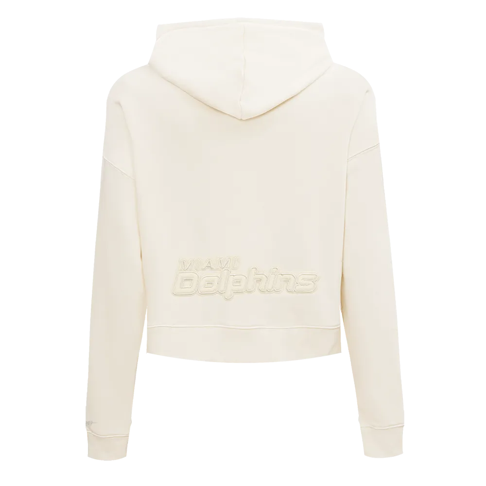 NFL MIAMI DOLPHINS NEUTRAL WOMEN'S CROPPED PO HOODIE (EGGSHELL)