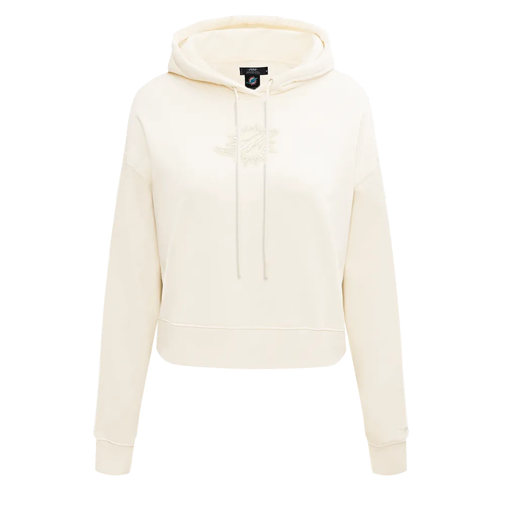 NFL MIAMI DOLPHINS NEUTRAL WOMEN'S CROPPED PO HOODIE (EGGSHELL)