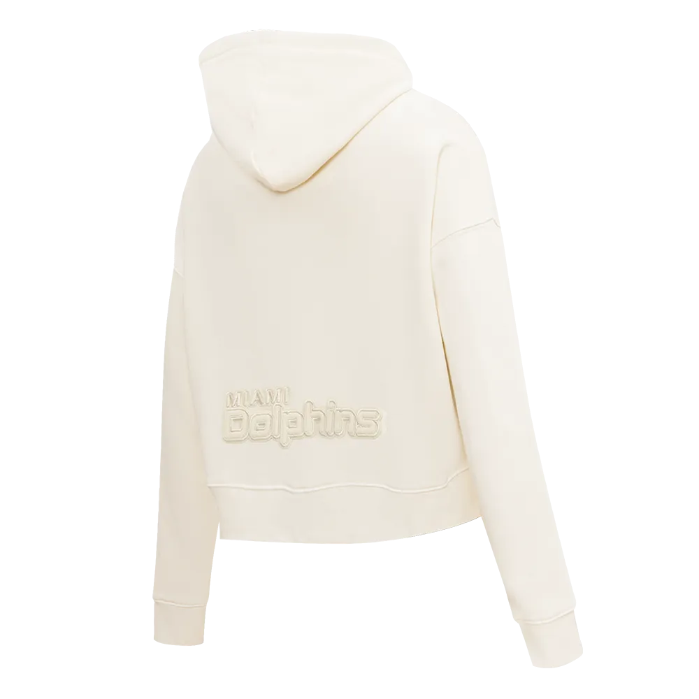 NFL MIAMI DOLPHINS NEUTRAL WOMEN'S CROPPED PO HOODIE (EGGSHELL)
