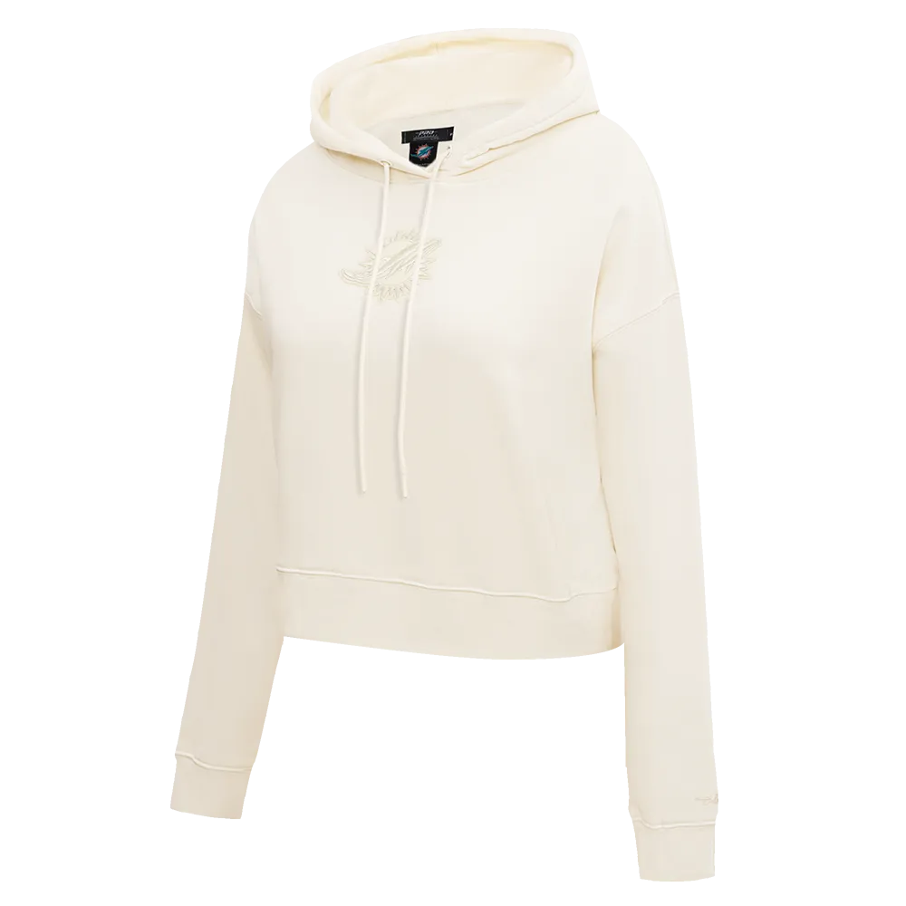 NFL MIAMI DOLPHINS NEUTRAL WOMEN'S CROPPED PO HOODIE (EGGSHELL)