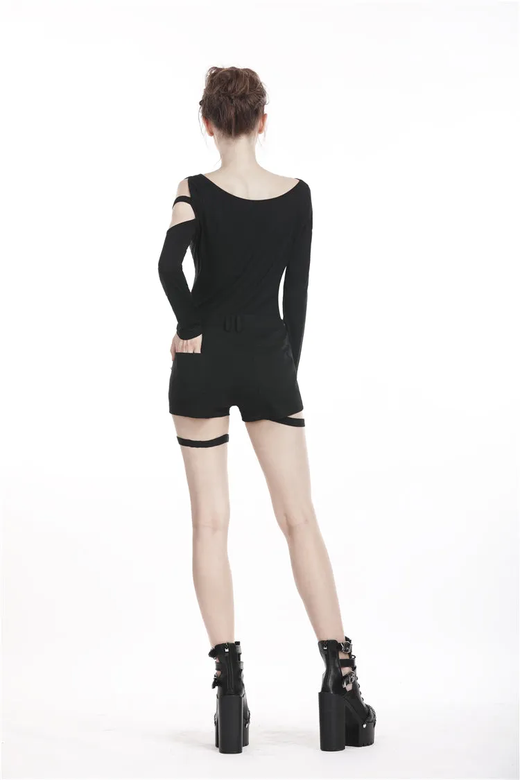 Punk Black daily long sleeves women T-shirt TW206
