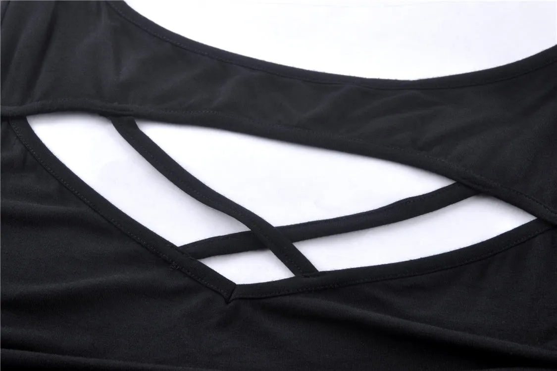 Punk Black daily long sleeves women T-shirt TW206