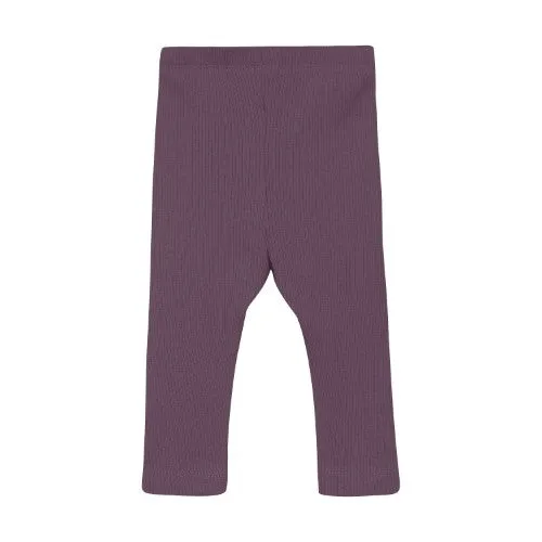 Ribbed Baby LEGGINGS: BLACK PLUM