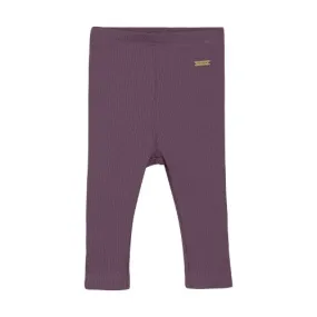 Ribbed Baby LEGGINGS: BLACK PLUM