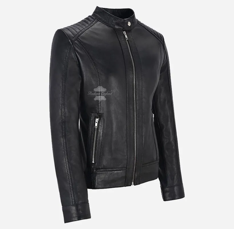 Seraphic Ladies Biker Leather Jacket Slim Fit Leather Jacket
