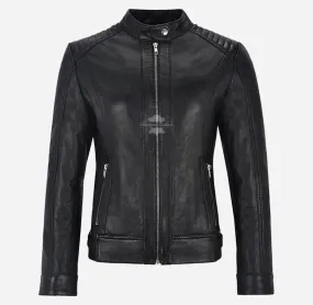 Seraphic Ladies Biker Leather Jacket Slim Fit Leather Jacket