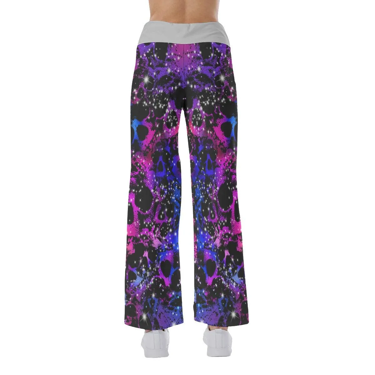 Skull Galaxy Pink Pajama Pants Print Palazzo Lounge