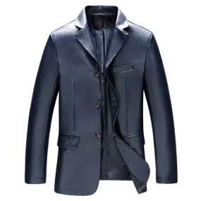 Spring Autumn Men's Leather Jacket Casual PU Blazer Jacket