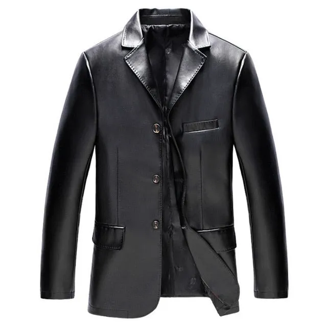 Spring Autumn Men's Leather Jacket Casual PU Blazer Jacket