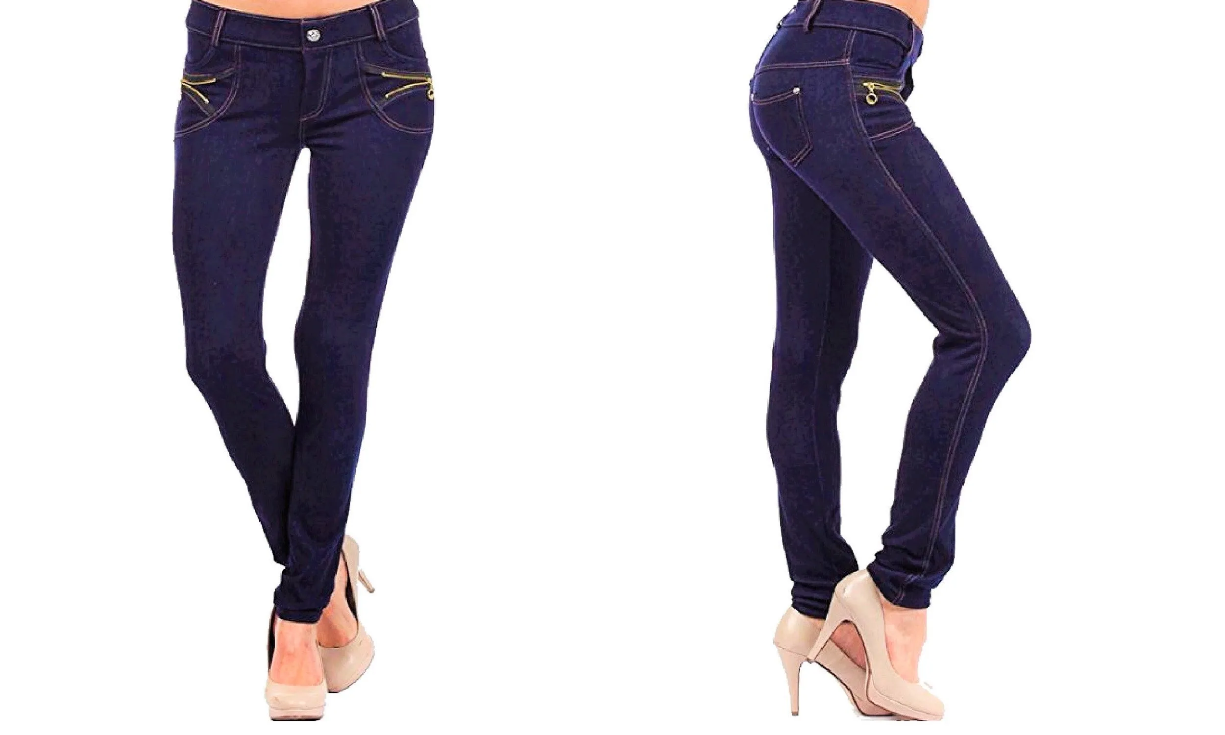 Stretchy & Soft Skinny Jean Leggings (Zipper Accent)