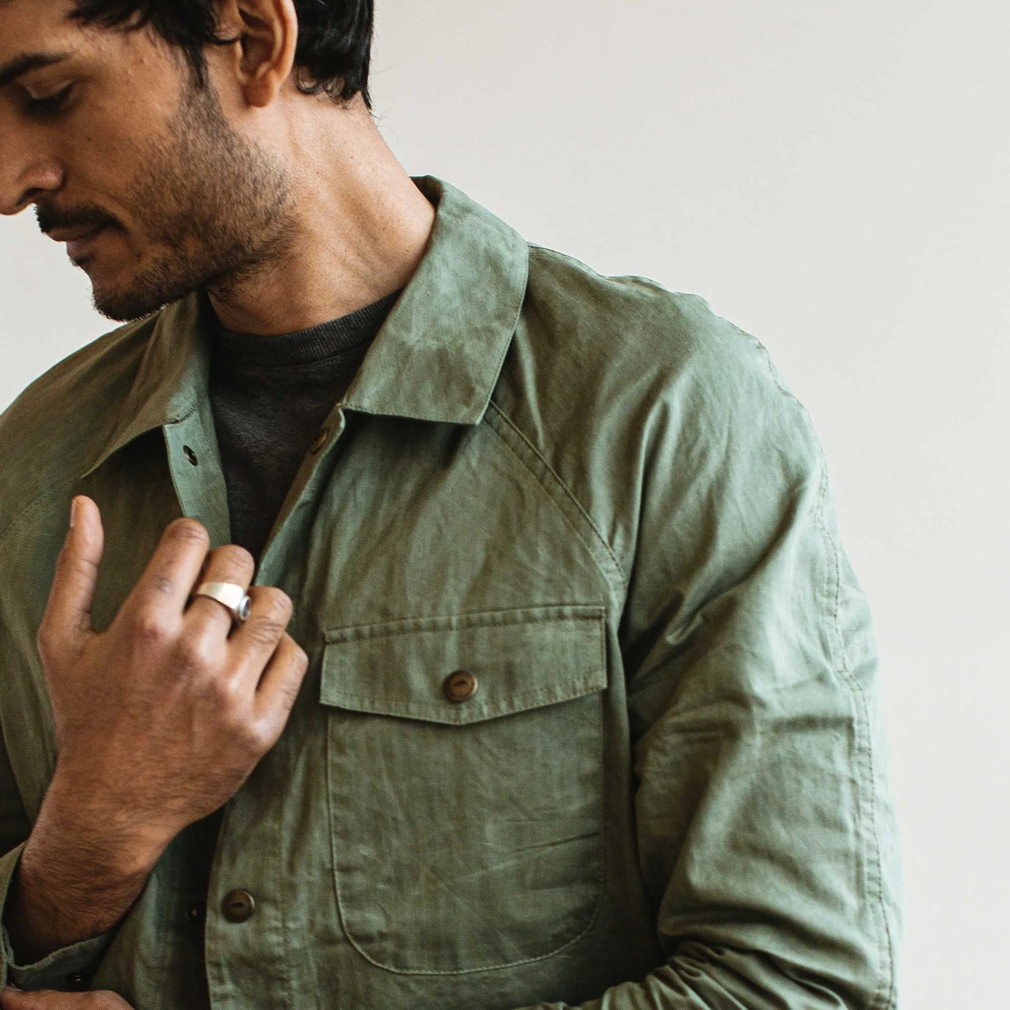 The Lombardi Jacket in Olive Dry Wax