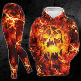 Volcano Skull Print Combo Hoodie and Leggings
