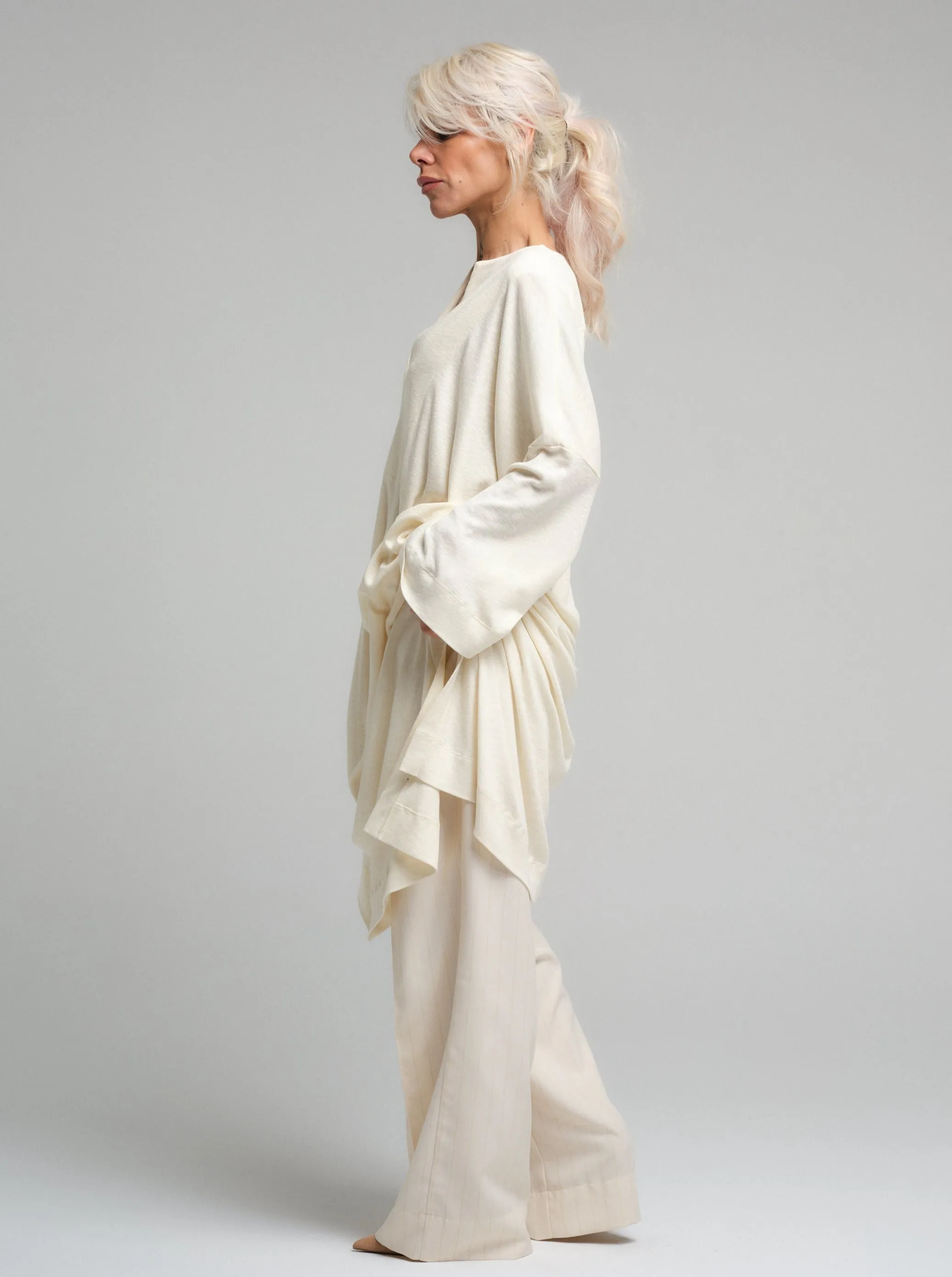 Wide-Leg Pants in Ecru