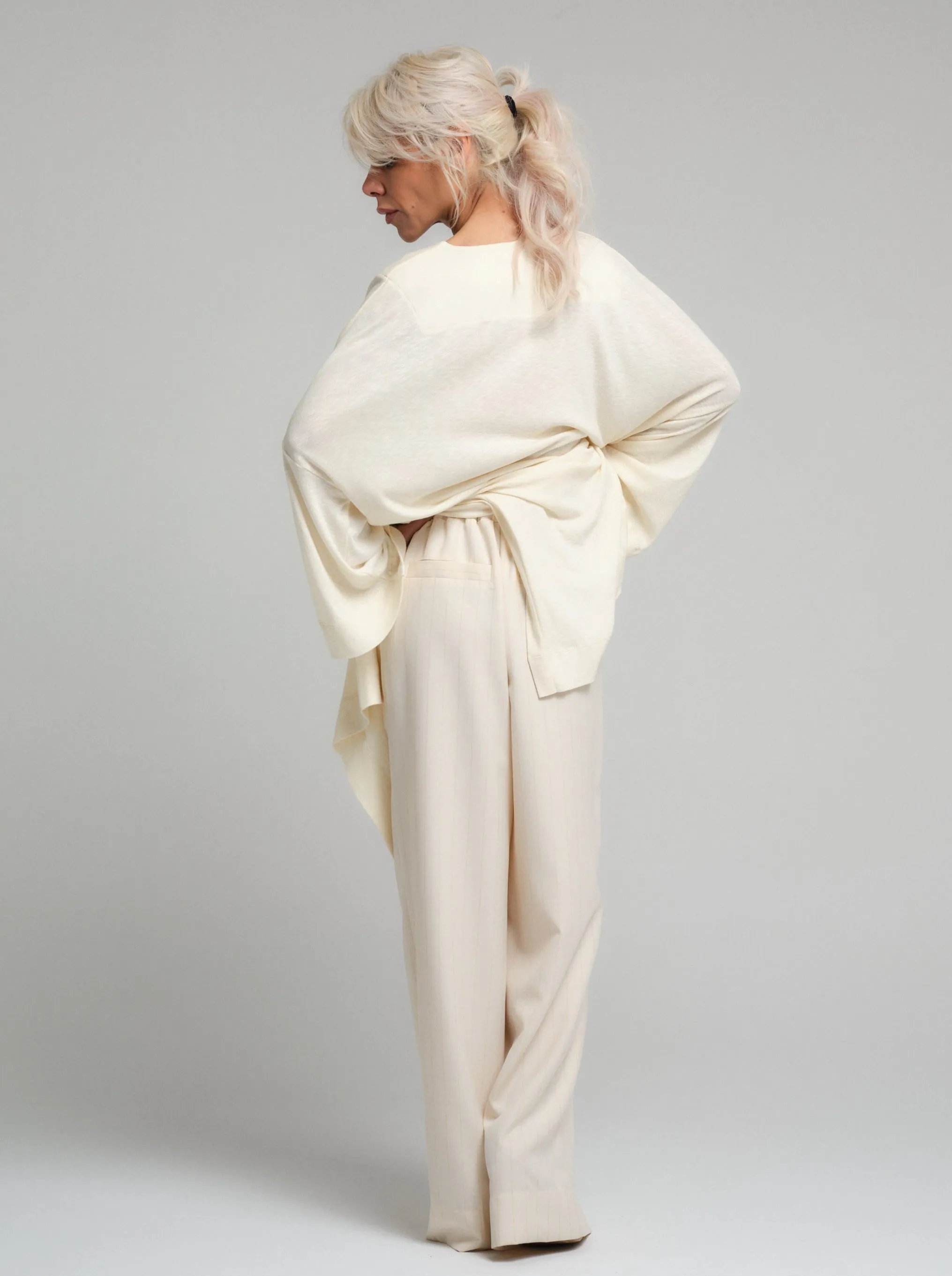 Wide-Leg Pants in Ecru