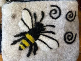 Yellow Jacket with Swirls on Gray Felt Coin Purse